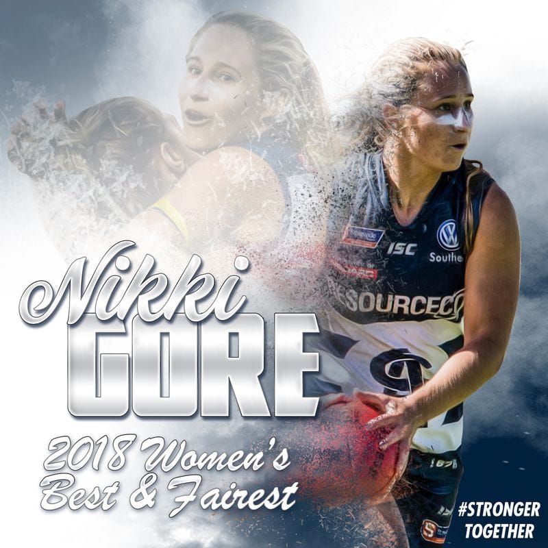Nikki Gore claims inaugural women's best and fairest Nikki Gore claims inaugural women's best and fairest